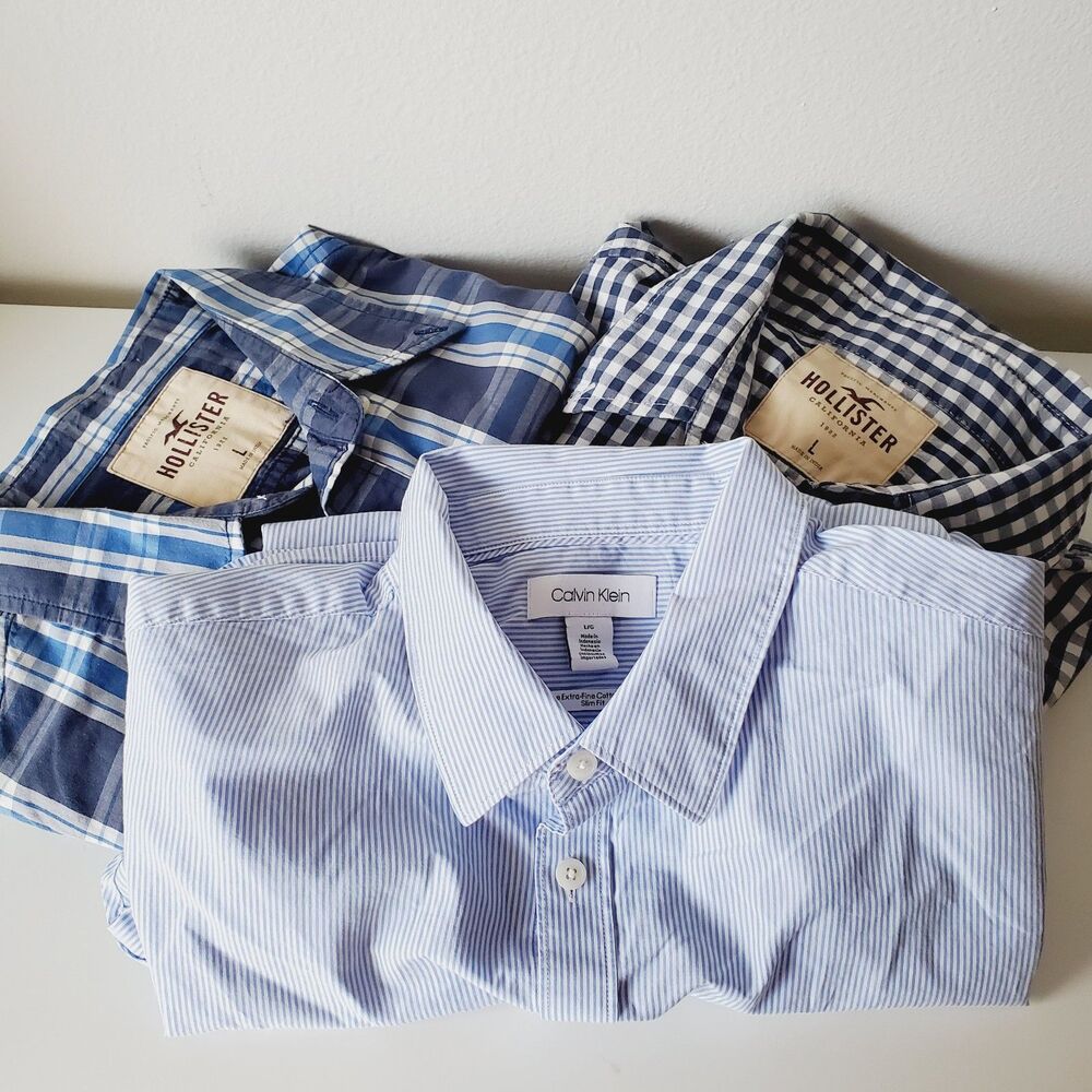 Lot of 3 Men’s Shirts Hollister & Calvin Klein Size Large Long Sleeve GUC - Picture 13 of 14